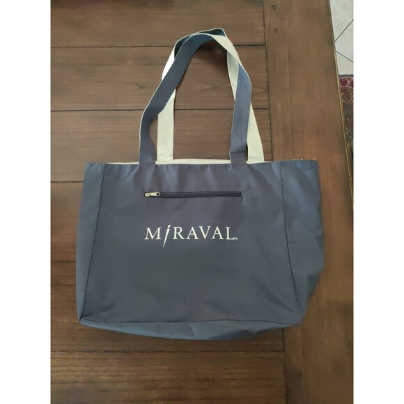 Miraval Spa Tote Bag - Navy Blue 15” X 13 X 5” Double Straps - Picture 1 of 7